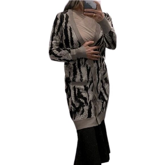NEW Lisa Rinna Collection Zebra Prints Pockets Buttons Front Cardigan.Size XS - Picture 2 of 12